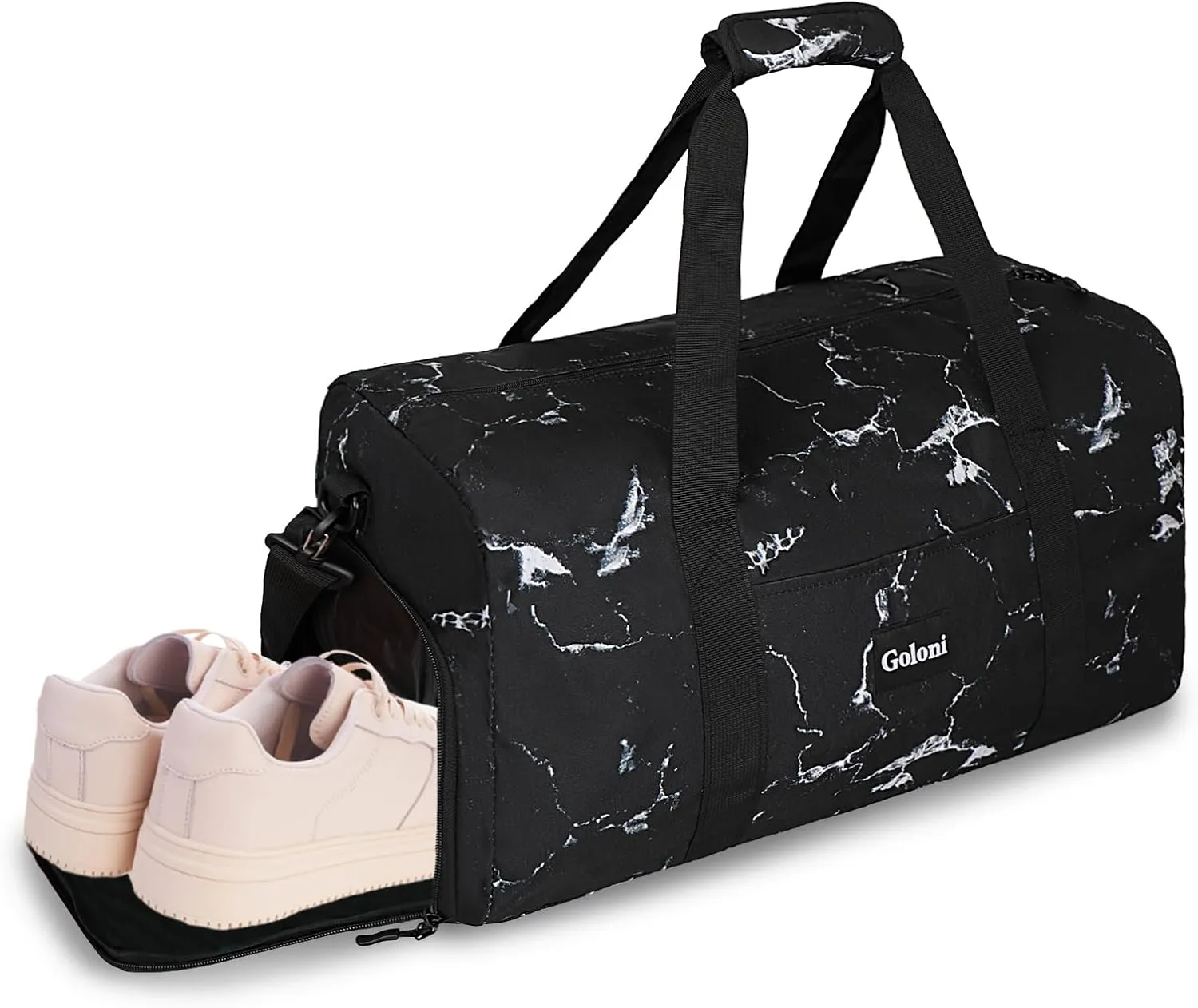 Goloni Travel Duffle Bag,Large Gym Duffel Bag for Women and Men, Travel bag with Shoe and Wet Clothes Compartments, E-Marble