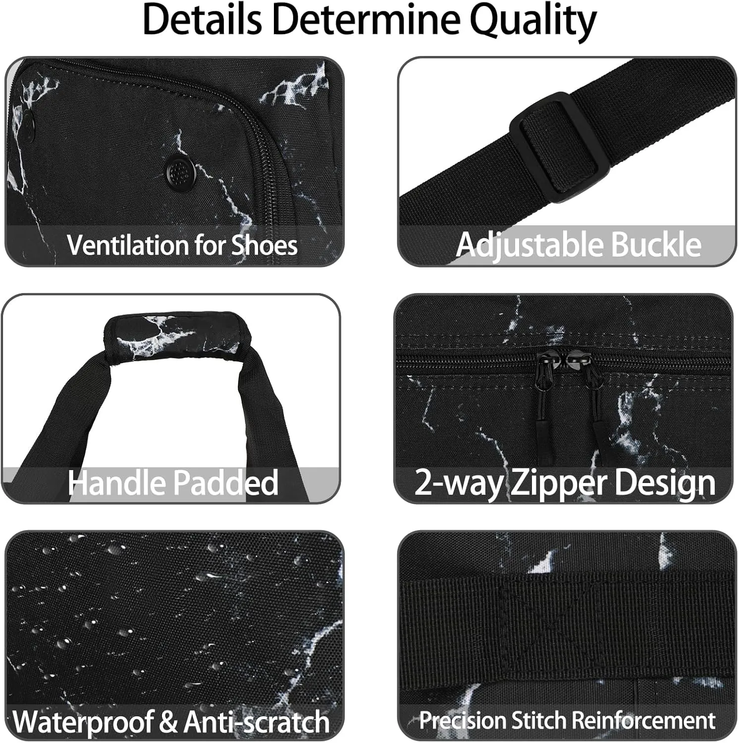 Goloni Travel Duffle Bag,Large Gym Duffel Bag for Women and Men, Travel bag with Shoe and Wet Clothes Compartments, E-Marble