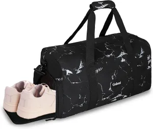 Goloni Travel Duffle Bag,Large Gym Duffel Bag for Women and Men, Travel bag with Shoe and Wet Clothes Compartments, E-Marble