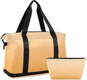 Gradient Salmon Pink Weekender Bags for Women Travel Duffel Bags with Shoe Compartment Overnight Bag Carry on Sports Duffel Bag with Toiletry Bag for Travel/Business/Gift