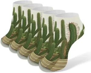 Green Tropical Plant Ankle Socks Soft Breathable No Show Socks Comfortable Cotton Low Cut Casual Socks for Women Men 5 Pairs