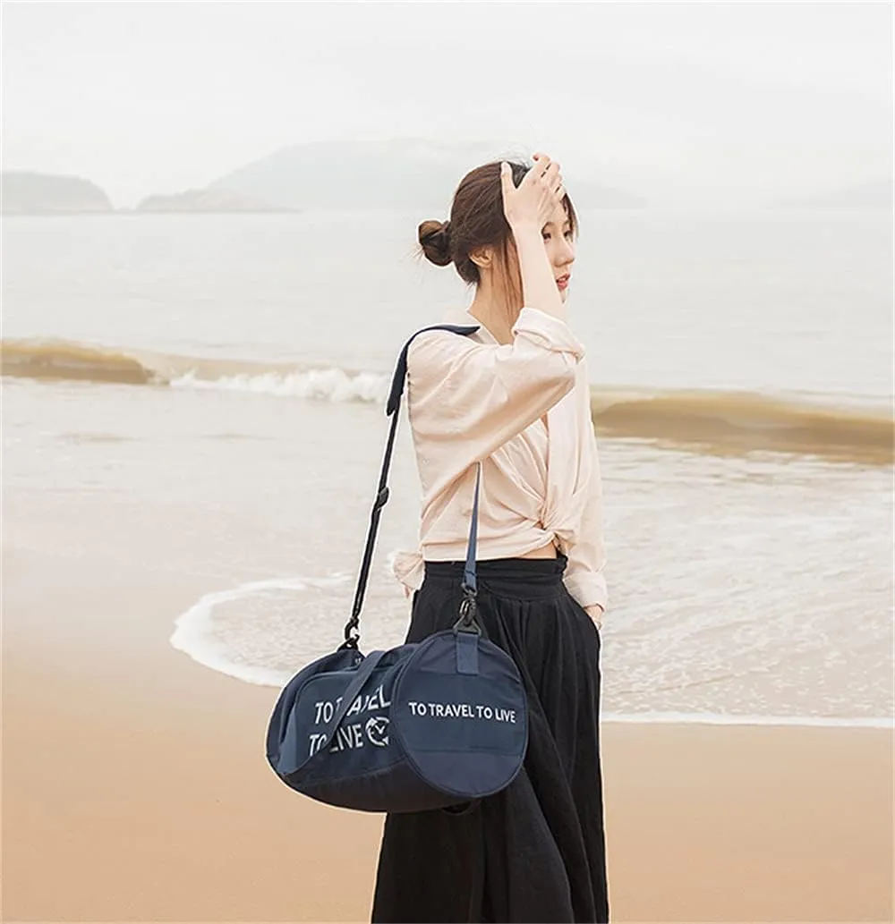 Gym Bag Duffel Bag for Travel Weekender Bag for Women Sports Tote Bag with Dry Wet Pocket &Shoes Compartment (Blue)