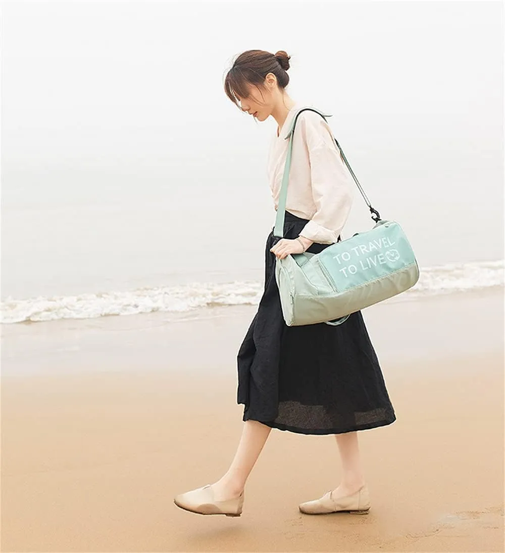 Gym Bag Duffel Bag for Travel Weekender Bag for Women Sports Tote Bag with Dry Wet Pocket &Shoes Compartment (Green)