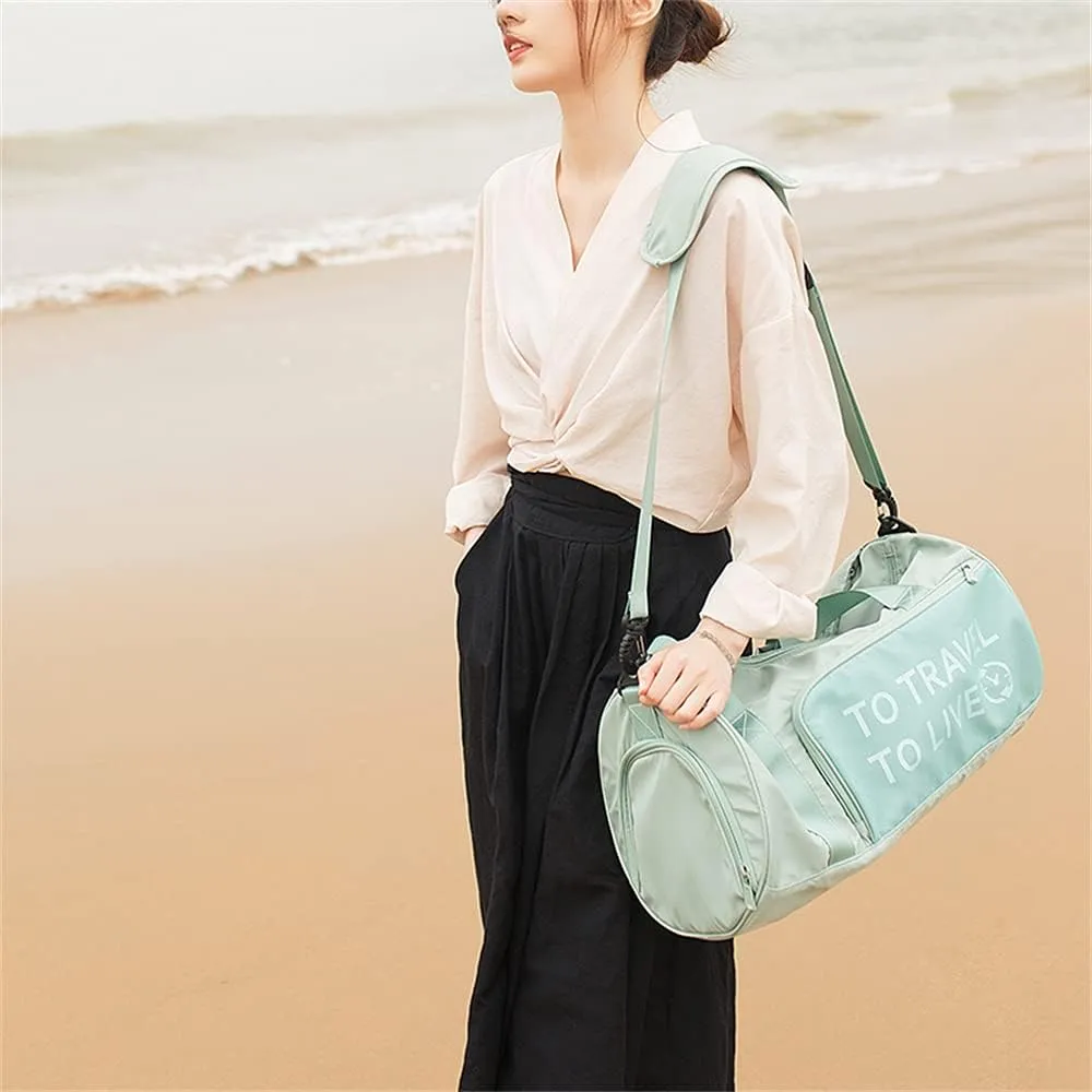 Gym Bag Duffel Bag for Travel Weekender Bag for Women Sports Tote Bag with Dry Wet Pocket &Shoes Compartment (Green)
