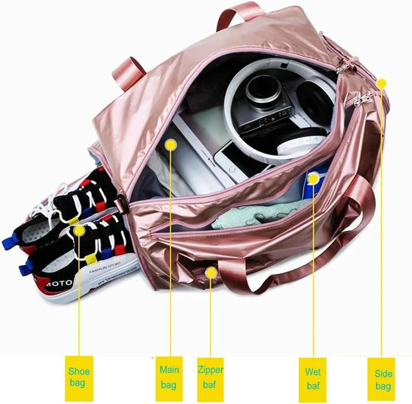 Gym bag for women Outdoor Men Gym Bag With Shoes Compartment Travel Luggage Bags Waterproof Women Fitness Bag Duffel Bag(Pink)