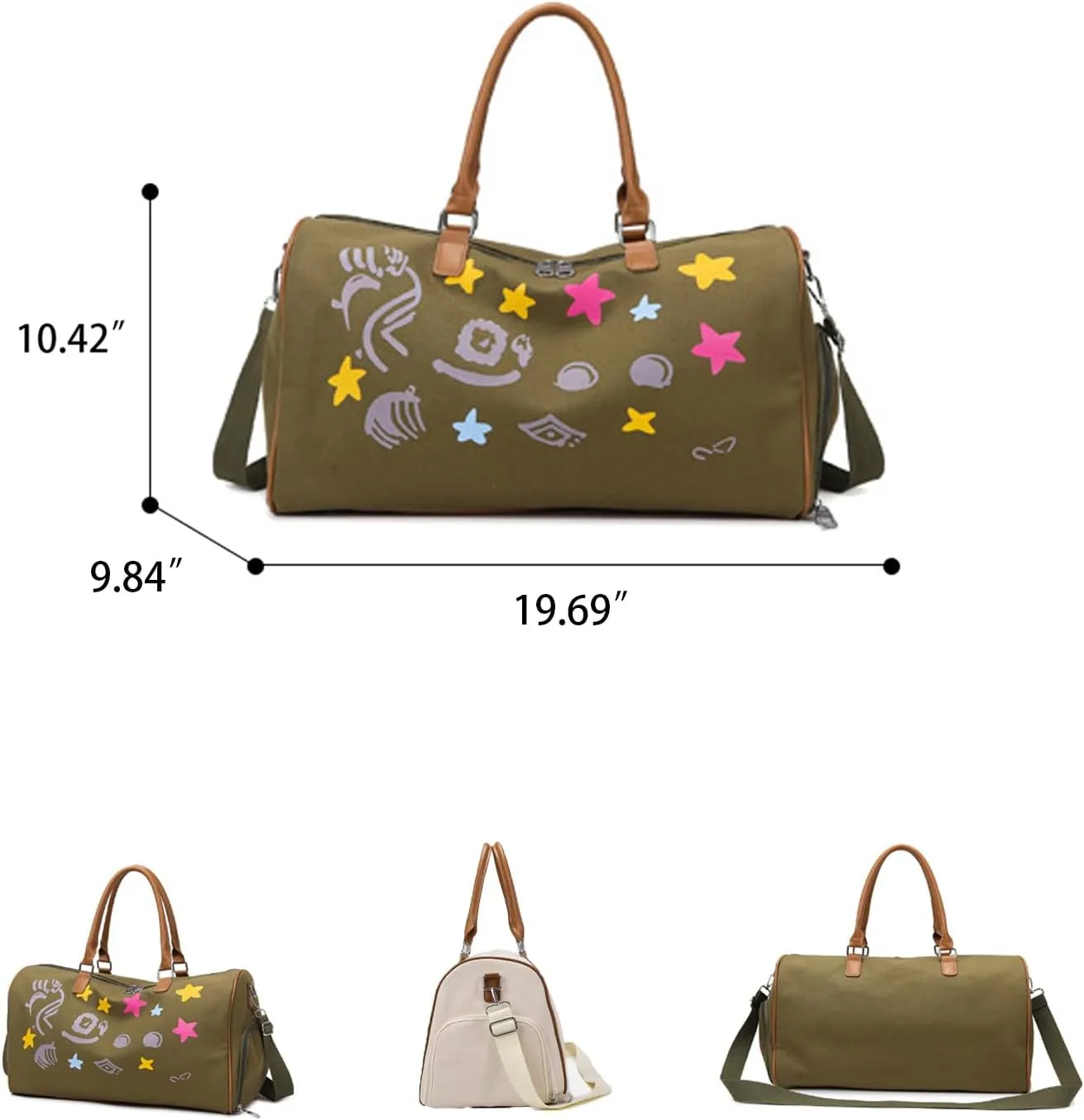 Gym Bag for Women, Sports Tote Gym Bag, Shoulder Weekender Overnight Bag, Travel Duffel Bag with Shoes Compartment & Wet Pocket (Green)