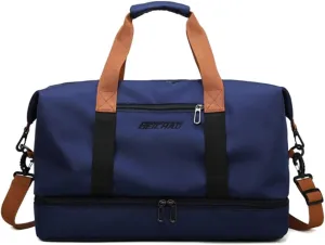 Gym Bag Travel Duffel Bag Weekender Bag Sports Tote Bag for Men and Women with Dry Wet Pocket & Shoes Compartment (Blue)