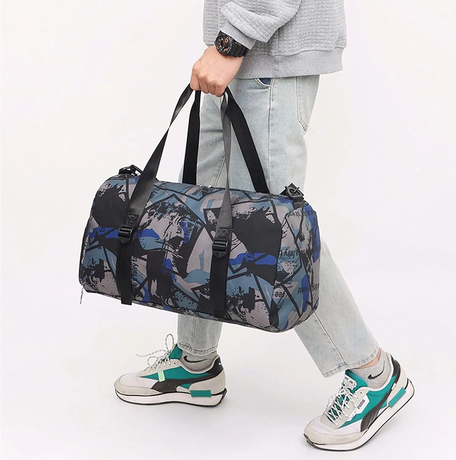 Gym Bag Travel Sports Duffel Bag for Men/Women Overnight Bag Workout Tote Bag with Dry Wet Pocket & Shoes Compartment (Yellow)