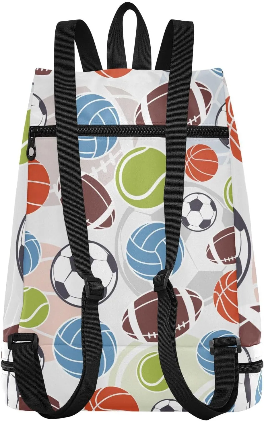 Gym Drawstring Bags with Shoes Compartment Wet Proof Pocket Gym Equipment Bags Draw String backpack for Sports Travel Swimming Beach Ball