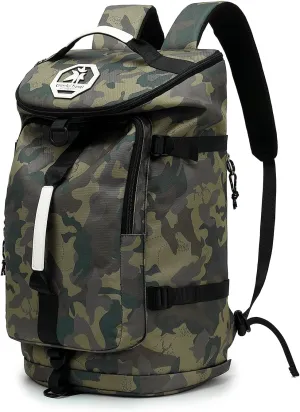 Gym Duffle Bag Backpack 4-Way Waterproof with Shoes Compartment for travel Sport Hiking laptop, Camouflage, X-Large, Duffel Backpacks