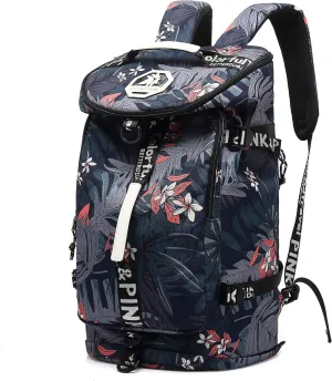 Gym Duffle Bag Backpack 4-Way Waterproof with Shoes Compartment for travel Sport Hiking laptop, Floral-cool, X-Large, Duffel Backpacks