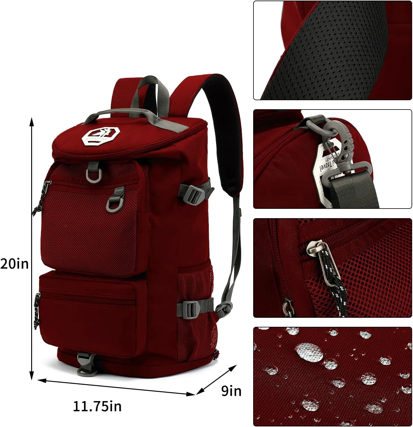 Gym Duffle Bag Backpack 4-Way Waterproof with Shoes Compartment for travel Sport Hiking laptop, Viva Magenta Red, Duffel Backpacks