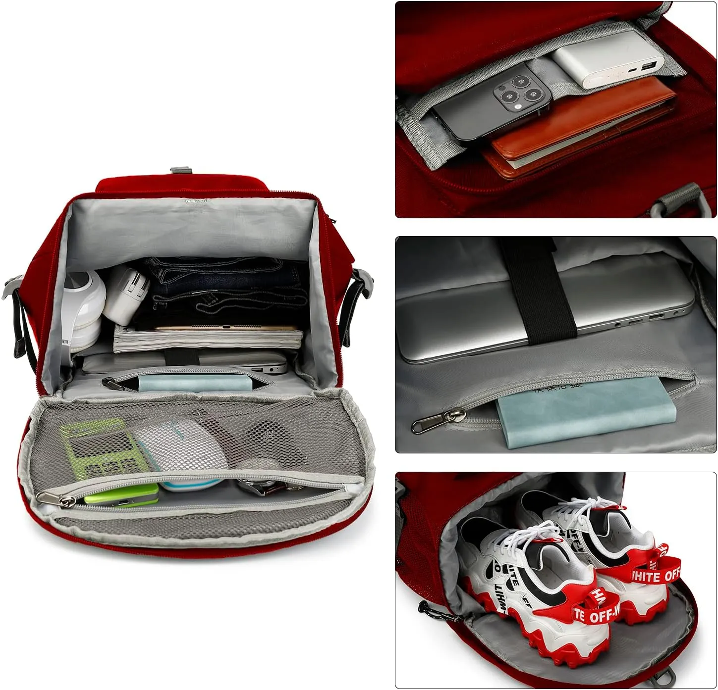 Gym Duffle Bag Backpack 4-Way Waterproof with Shoes Compartment for travel Sport Hiking laptop, Viva Magenta Red, Duffel Backpacks