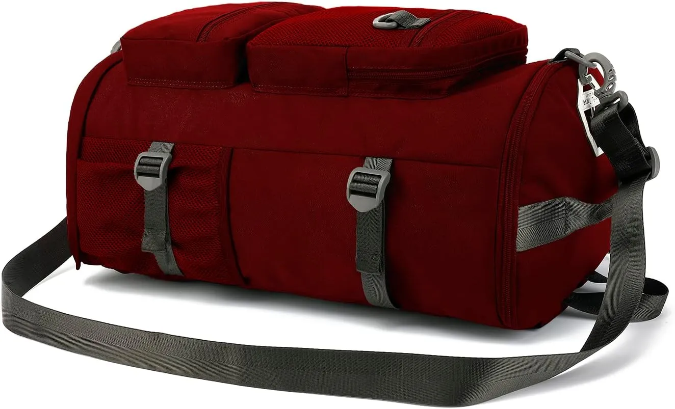 Gym Duffle Bag Backpack 4-Way Waterproof with Shoes Compartment for travel Sport Hiking laptop, Viva Magenta Red, Duffel Backpacks