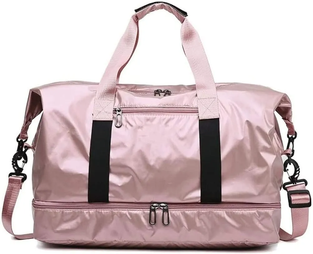 Gym Duffle Bag Waterproof Large Sports Bags Travel Duffel Bags with Shoes Compartment Weekender Overnight Bag Women Wear-Resistant and Non-Slip