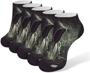 Hacker Ankle Socks Soft Breathable No Show Socks Comfortable Cotton Low Cut Casual Socks for Women Men 5 Pairs