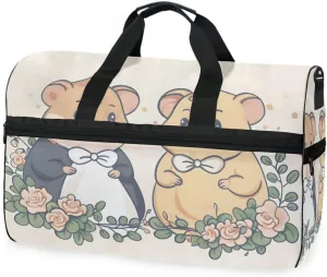 Hamster Cartoon Travel Duffel Bag Luggage Sports Gym Bags With Shoes Compartment Large Capacity Lightweight Duffle Bag For Men Women