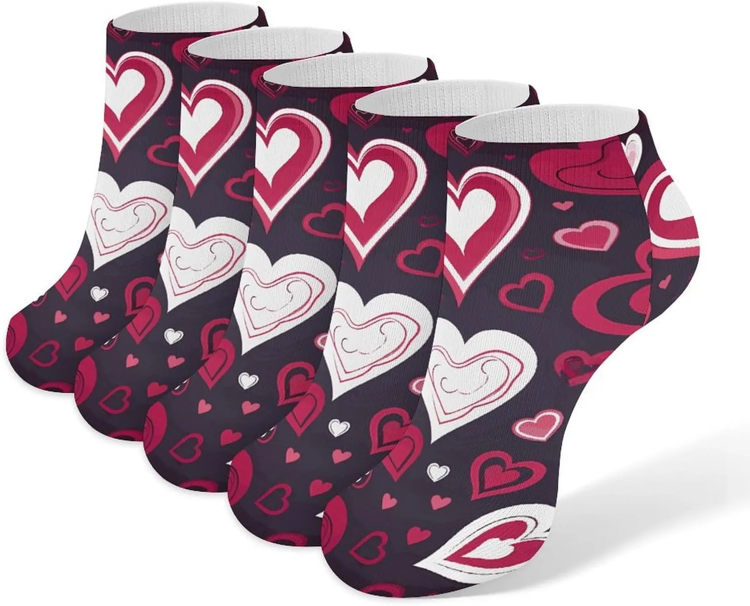 Happy Valentine's Day Ankle Socks Soft Breathable No Show Socks Comfortable Cotton Low Cut Casual Socks for Women Men 5 Pairs