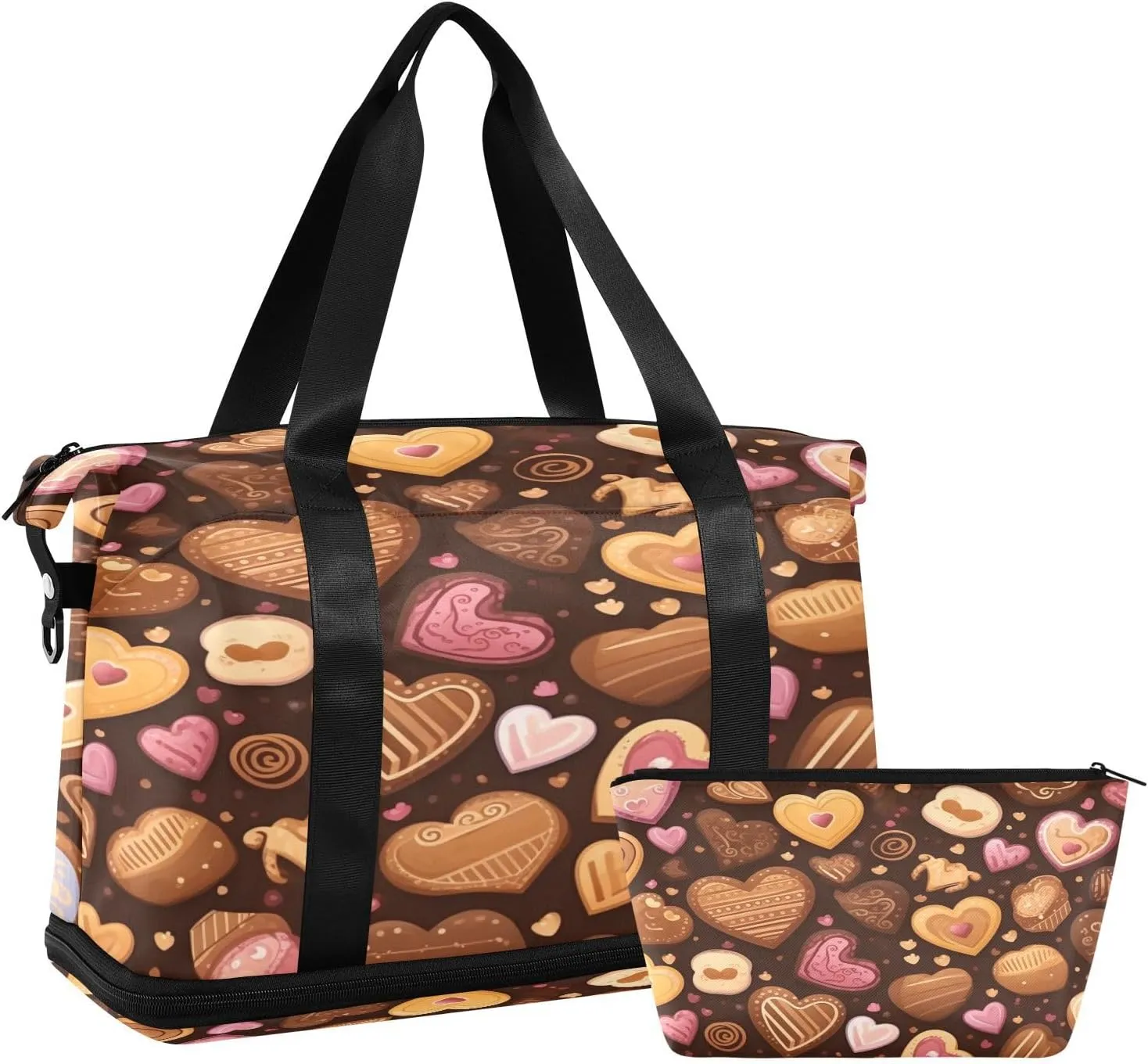 Hearts and Biscuits Gym Bag for Men Women with Shoes Compartment & Wet Pocket Sport Travel Duffel Bag Waterproof Weekender Overnight Bag