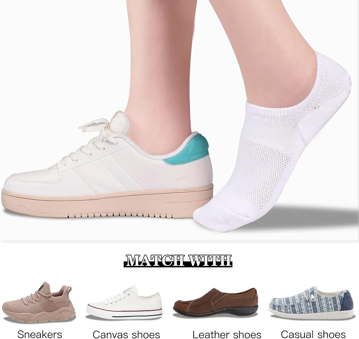 Heatuff No Show Socks Womens Cotton Low Cut Non Slip Casual Socks Invisible Flat Boat Liner Socks (6/9 Pairs)