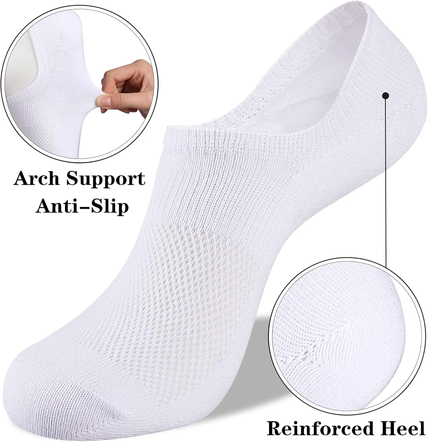 Heatuff No Show Socks Womens Cotton Low Cut Non Slip Casual Socks Invisible Flat Boat Liner Socks (6/9 Pairs)