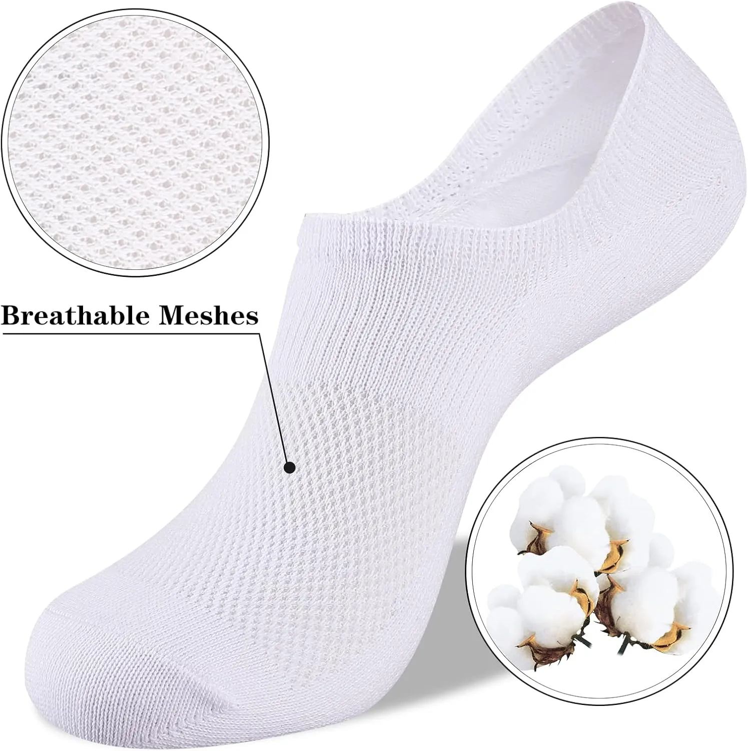 Heatuff No Show Socks Womens Cotton Low Cut Non Slip Casual Socks Invisible Flat Boat Liner Socks (6/9 Pairs)