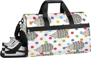 Hedgehog Fun Design Gym Bag for Women Duffle with Shoes Compartment Men Weekender Duffel Bags for Travel Sports Swimming Overnight Dance