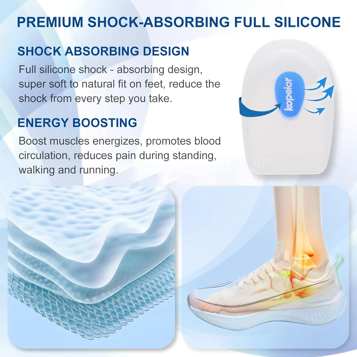 Heel Cups for Heel Pain Relief, Silicone Heel Pads 1 Pair, Gel Heel Cushions Inserts, Shoe Heel Pad Support Men Women, Plantar Fasciitis Heel Cup for Achilles Tendonitis,Heel Spurs (Large)