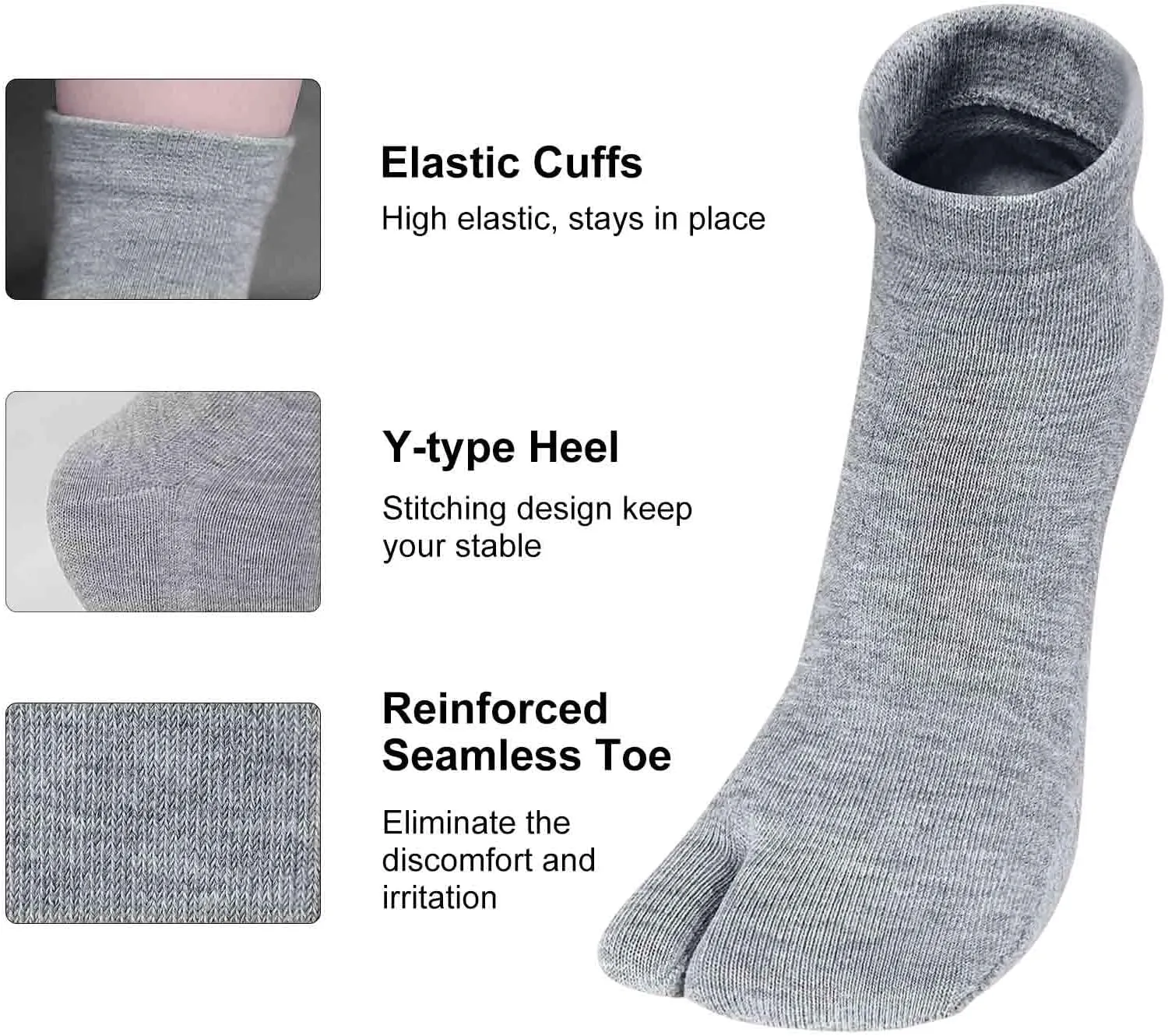 Hellomamma Women's Tabi Flip Flop Socks Two Toe Split Athletic Cotton Colorful Ankle Sock 4pairs