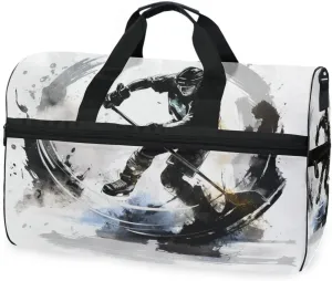 Ice Hockey 5 Travel Duffel Bag Luggage Sports Gym Bags With Shoes Compartment Large Capacity Lightweight Duffle Bag For Men Women