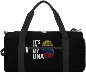 It's in My DNA Venezuela Flag Large Gym Bag Duffel Bags Waterproof Sports Luggage with Shoes Compartment for Travel Overnight