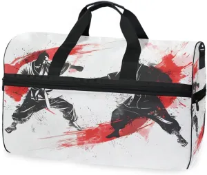 Karate Master Battle Travel Duffel Bag Luggage Sports Gym Bags With Shoes Compartment Large Capacity Lightweight Duffle Bag For Men Women