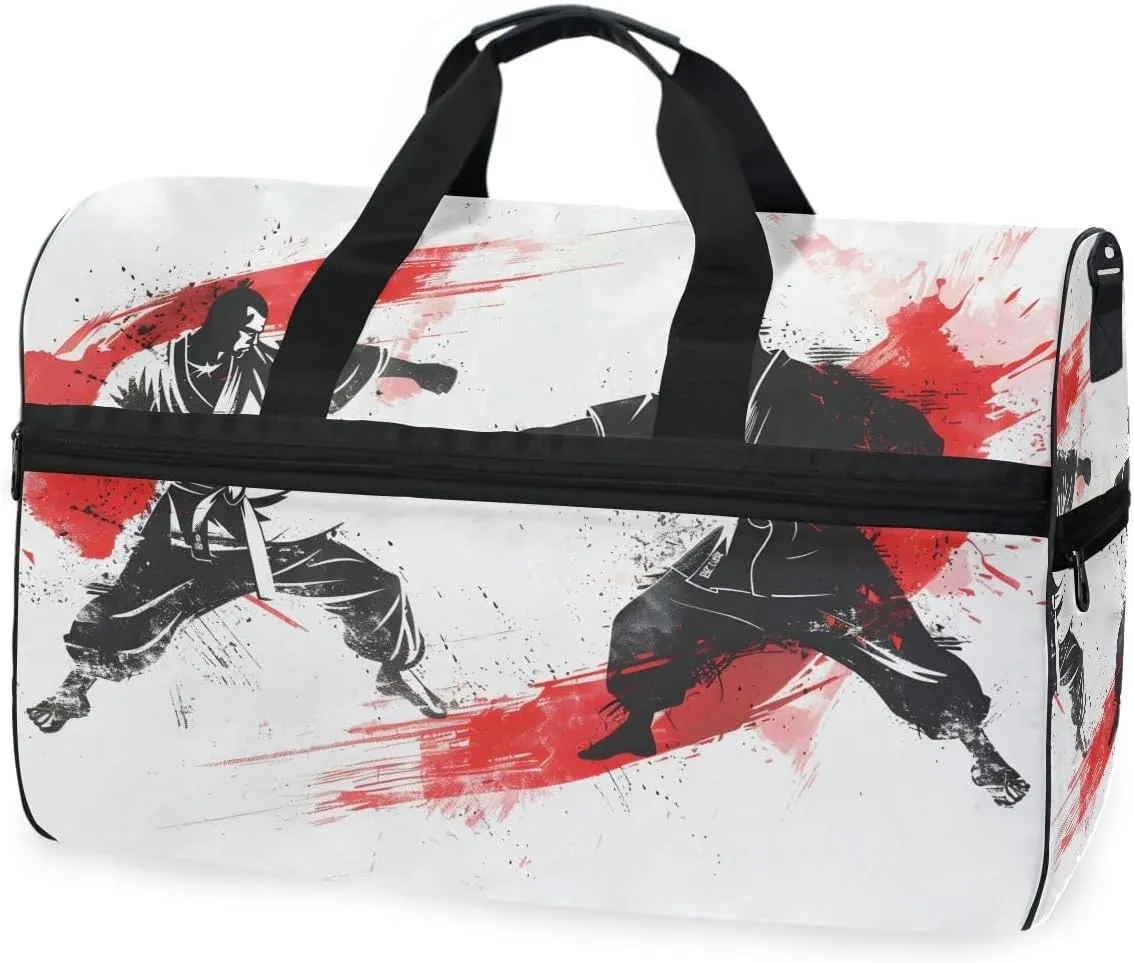 Karate Master Battle Travel Duffel Bag Luggage Sports Gym Bags With Shoes Compartment Large Capacity Lightweight Duffle Bag For Men Women