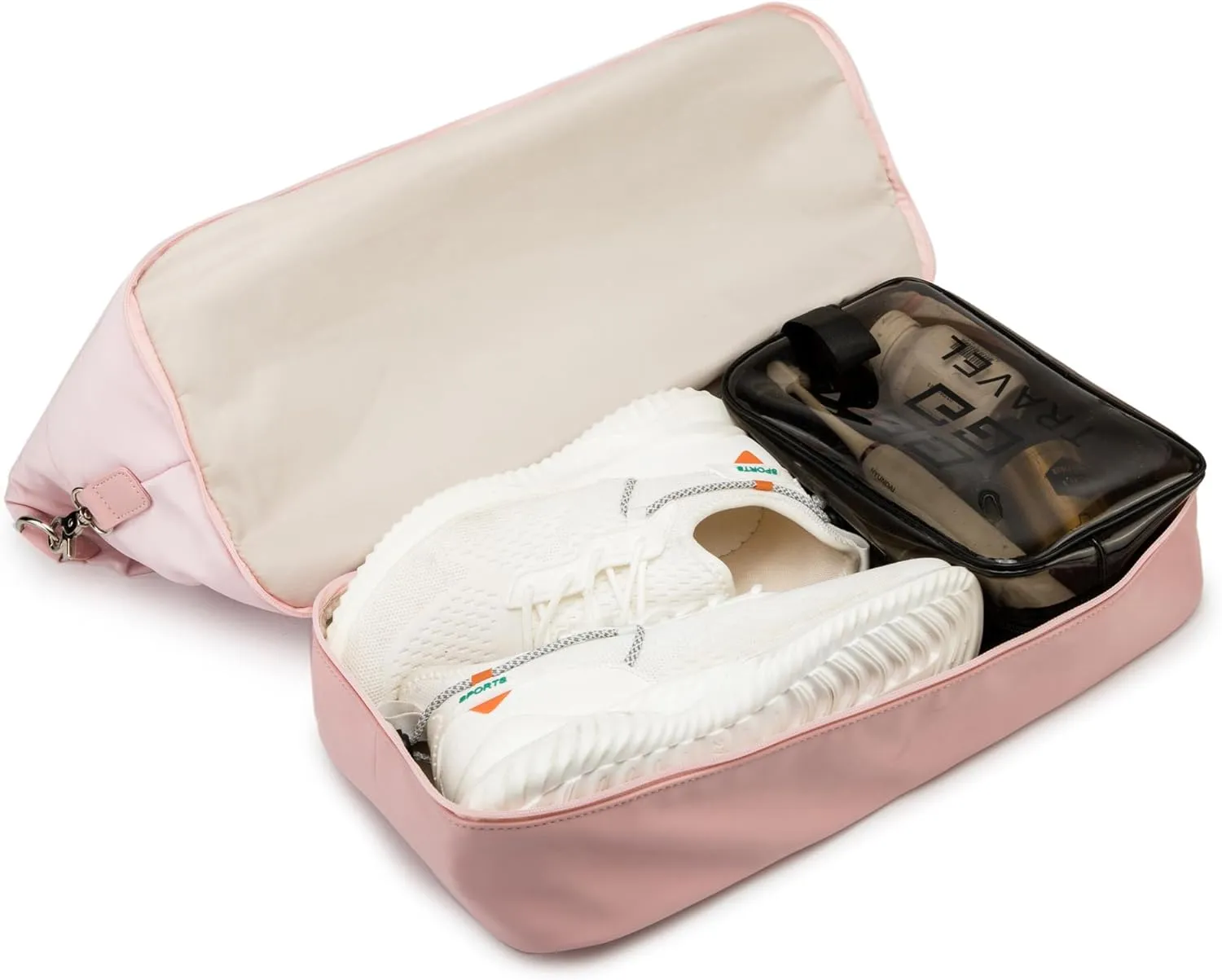 Kinmac Travel Duffel Bag,Overnight Weekender Bag Sports Gym Bag, Carry-on Tote Bag, Pink, With Shoe Compartment