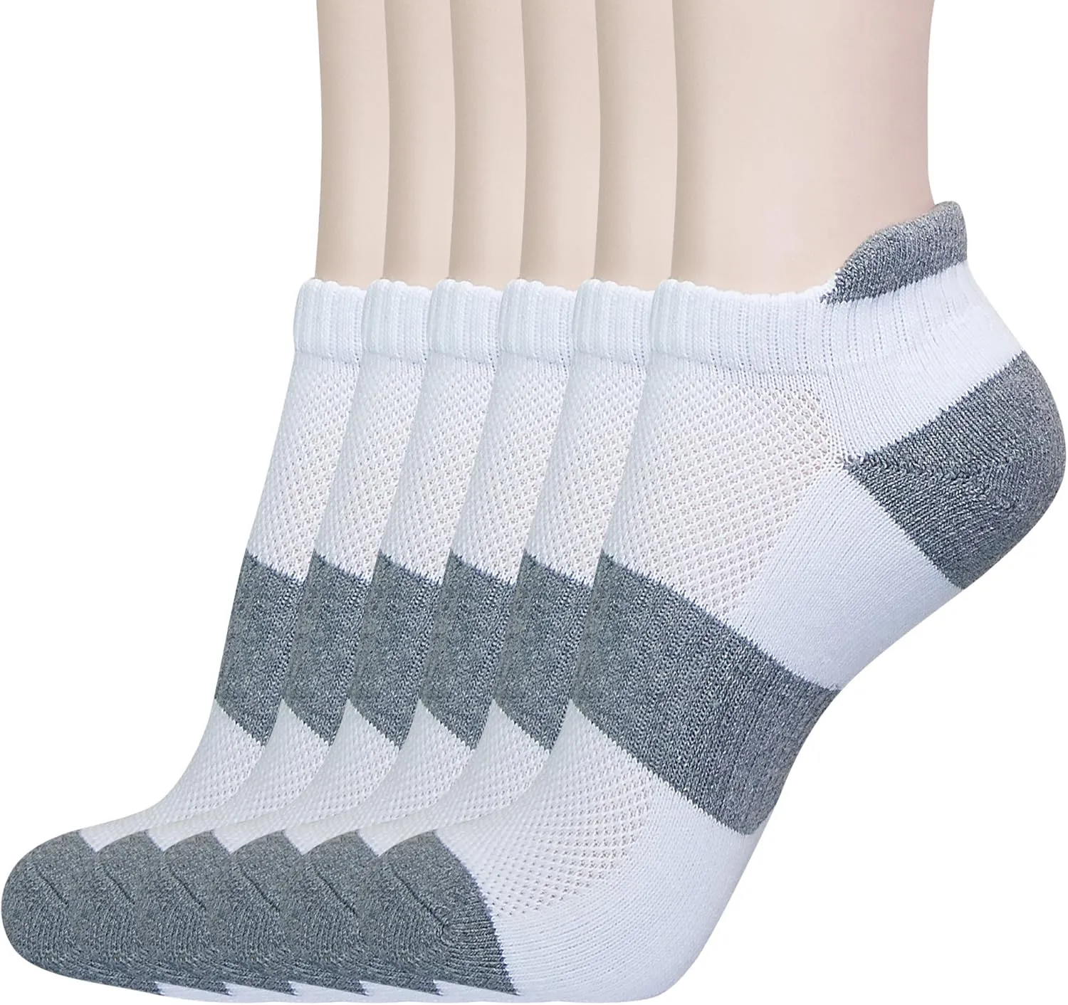 KONY 6 Pairs Women's Cotton Thick Cushioned Running Athletic Low Cut Ankle Tab Socks, Size 6-9