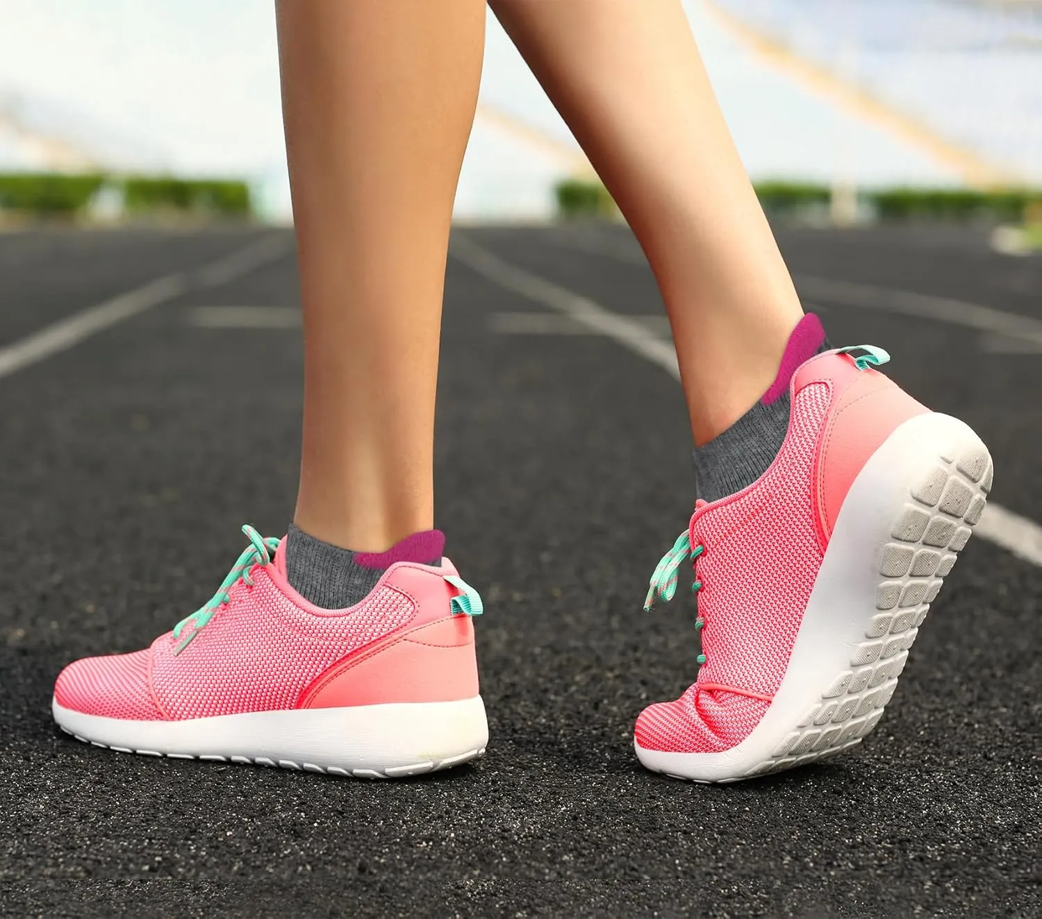 KONY 6 Pairs Women's Cotton Thick Cushioned Running Athletic Low Cut Ankle Tab Socks, Size 6-9
