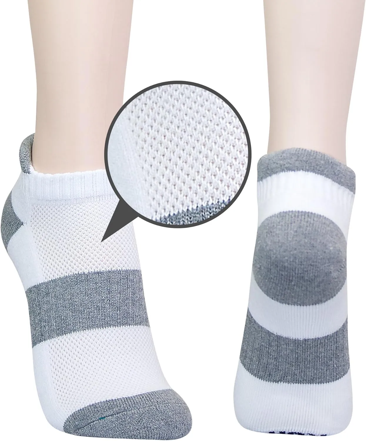 KONY 6 Pairs Women's Cotton Thick Cushioned Running Athletic Low Cut Ankle Tab Socks, Size 6-9