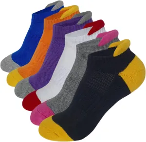 KONY 6 Pairs Women's Cotton Thick Cushioned Running Athletic Low Cut Ankle Tab Socks, Size 6-9