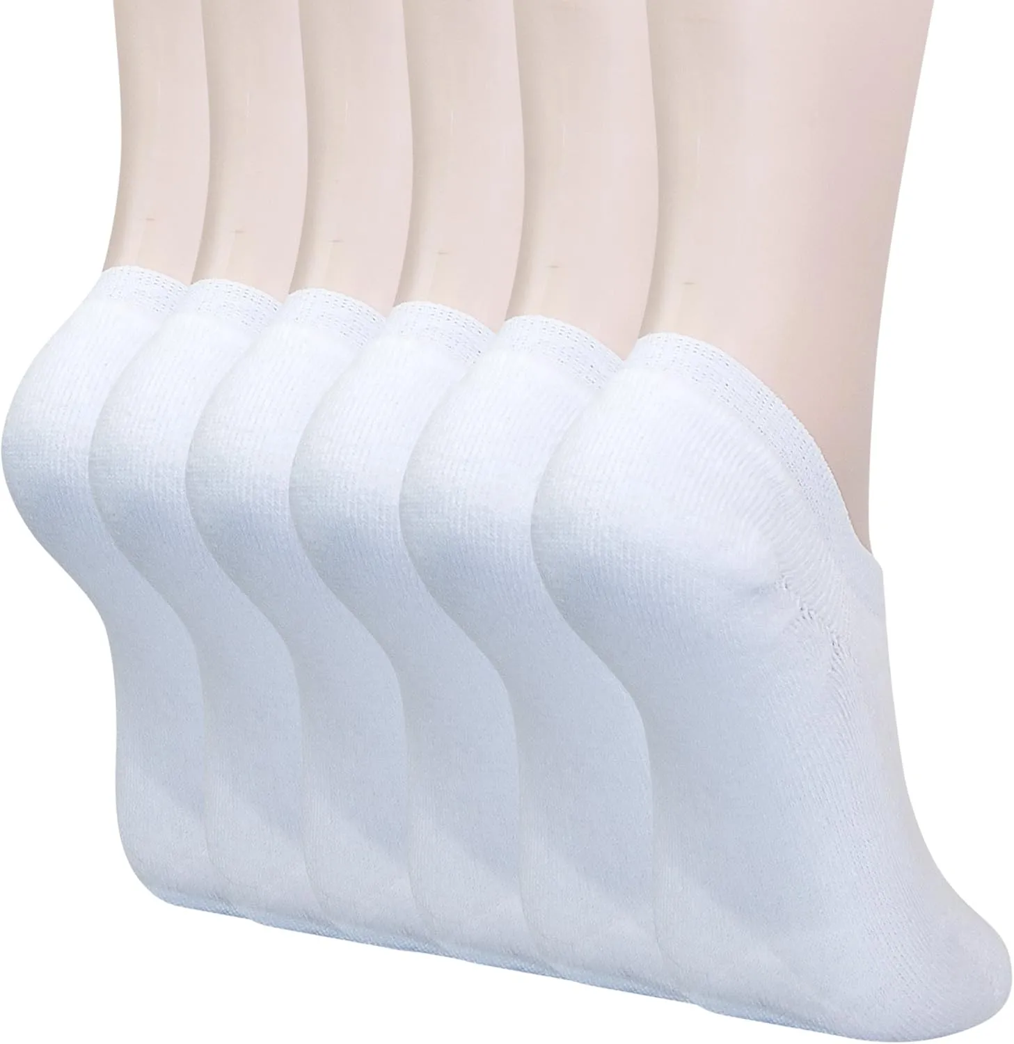 KONY No Show Socks Womens Non Slip, 6 Pairs Cotton Thick Cushioned Flat Boat Liner Low Ankle Socks Sneakers Footies Size 6-9