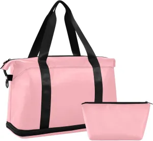 Light Pink Weekender Bags for Women Travel Duffel Bags with Shoe Compartment Overnight Bag Carry on Sports Duffel Bag with Toiletry Bag for Travel/Business/Gift Light Pink