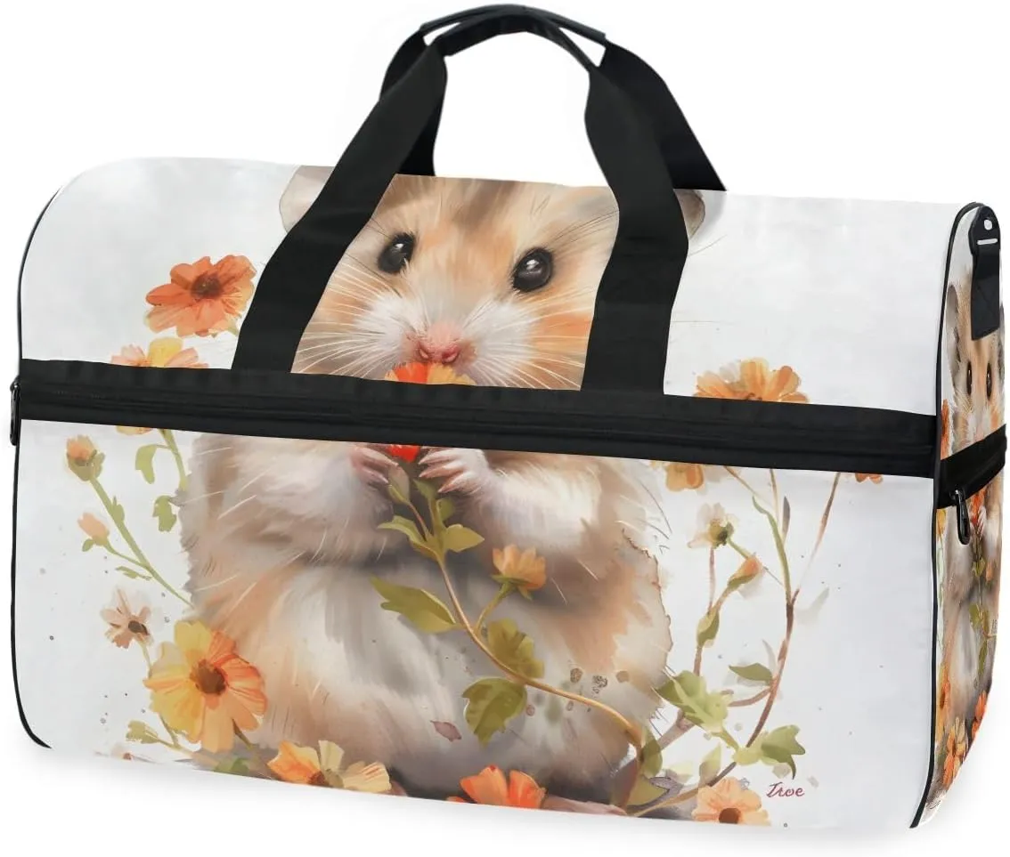 Little Hamster Travel Duffel Bag Luggage Sports Gym Bags With Shoes Compartment Large Capacity Lightweight Duffle Bag For Men Women