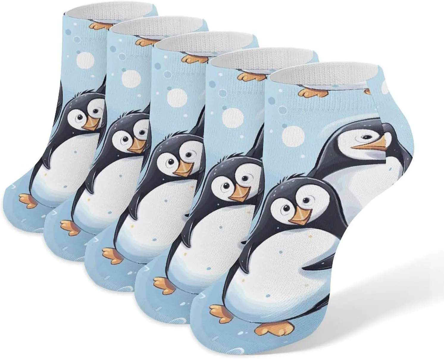 Lovely Penguins Ankle Socks Soft Breathable No Show Socks Comfortable Cotton Low Cut Casual Socks for Women Men 5 Pairs