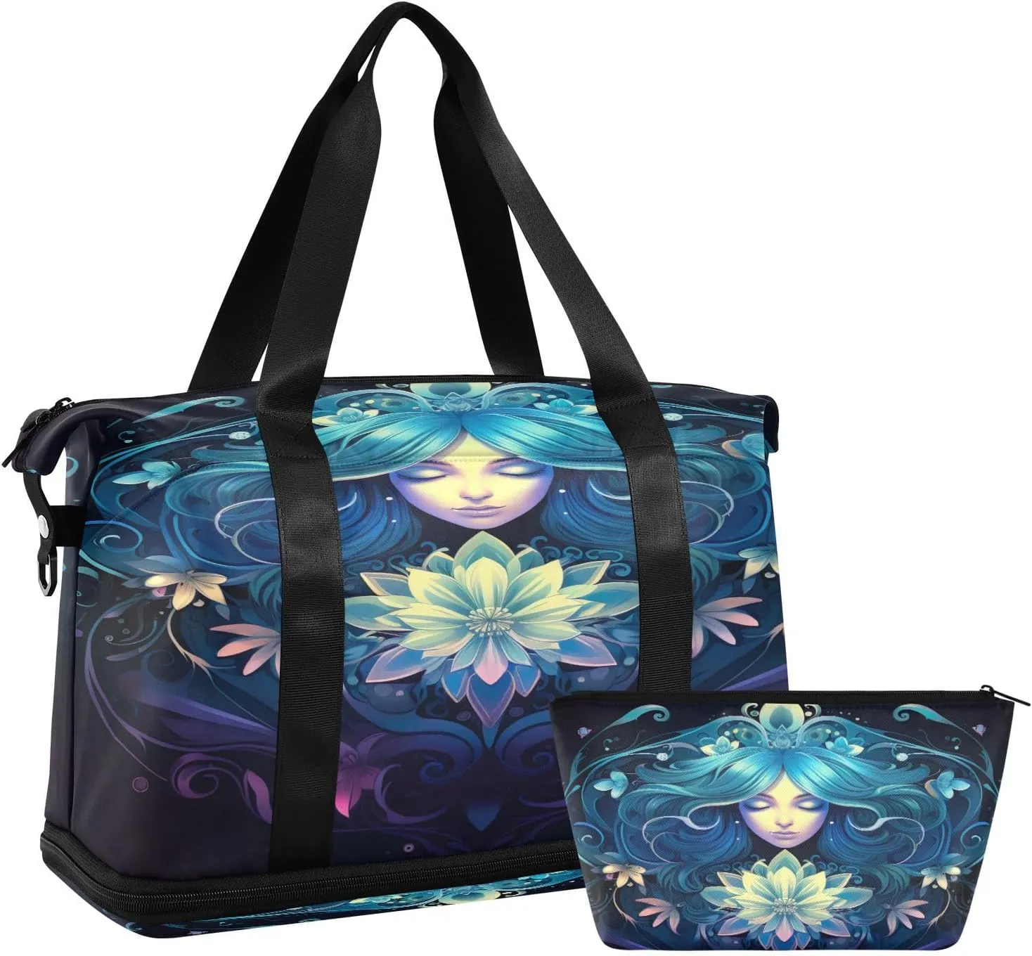 Mandala Woma Sports Gym Bag,Travel Duffel bag with Wet Pocket & Shoes Compartment Lightweight Waterproof Overnight Bag for Men Women