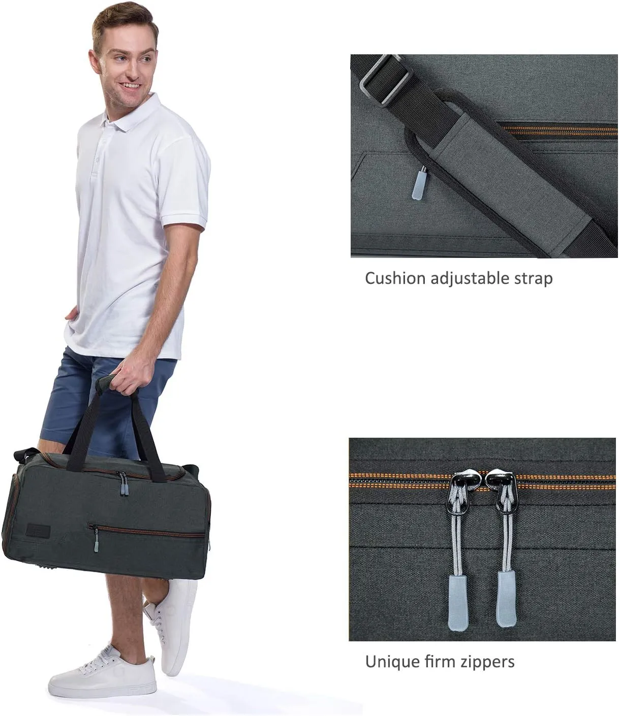 MarsBro Water Resistant Sports Gym Travel Weekender Duffel Bag with Shoe Compartment Black Medium