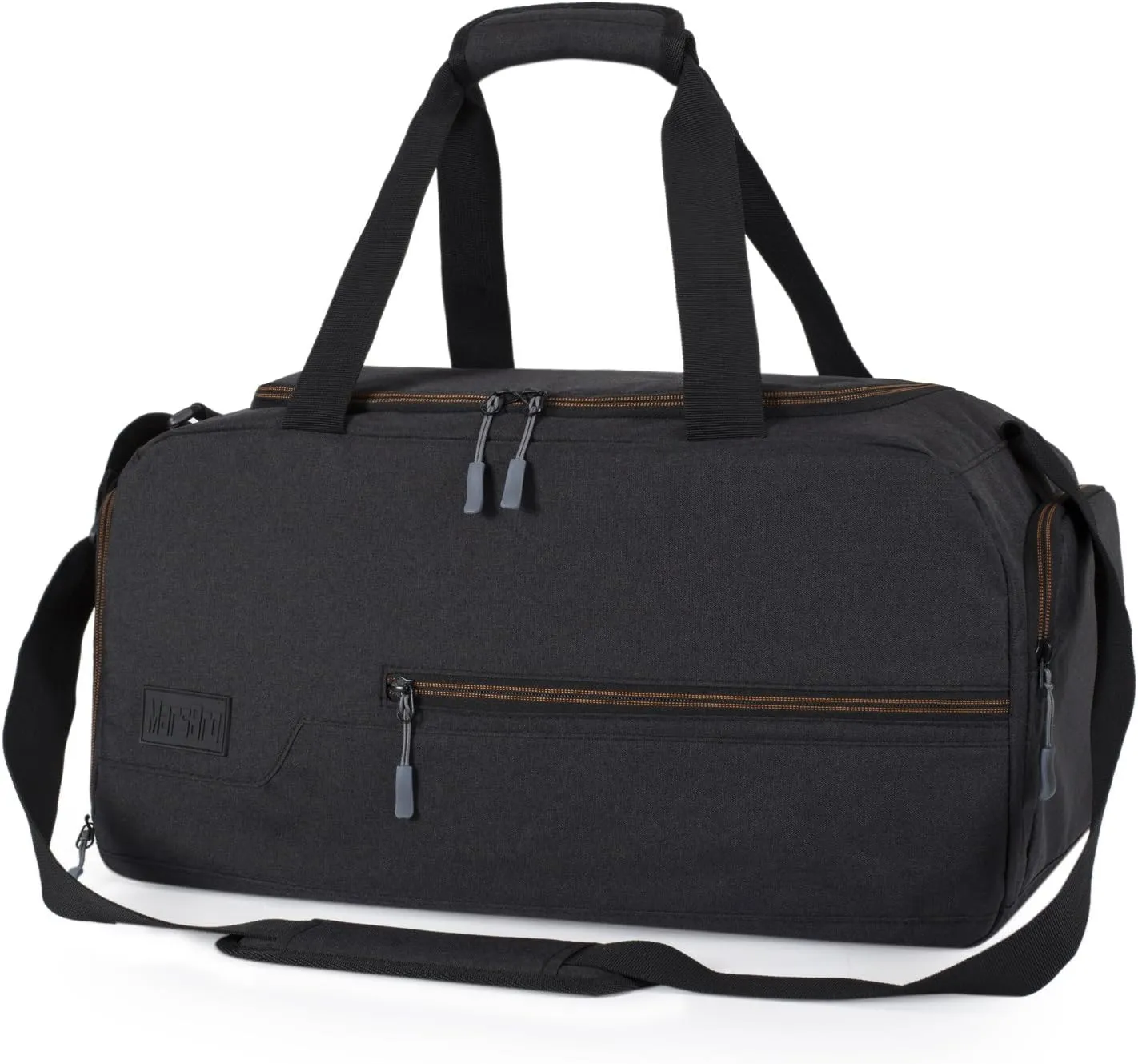 MarsBro Water Resistant Sports Gym Travel Weekender Duffel Bag with Shoe Compartment Black Medium