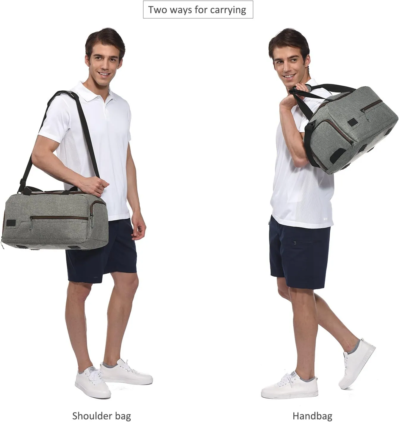 MarsBro Water Resistant Sports Gym Travel Weekender Duffel Bag with Shoe Compartment Grey Medium