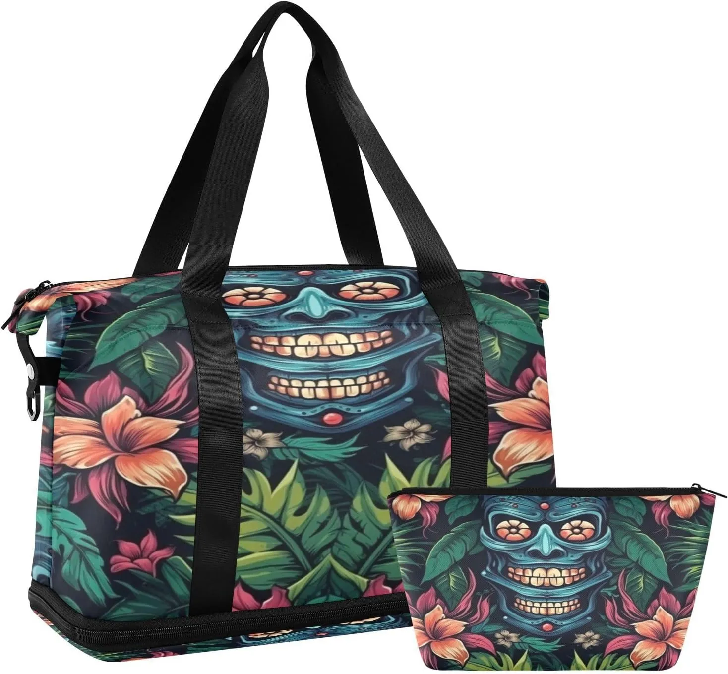 Masks and Plants Gym Bag for Men Women with Shoes Compartment & Wet Pocket Sport Travel Duffel Bag Waterproof Weekender Overnight Bag