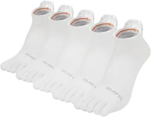 Men's Ankle Toe Socks - Five Finger Cotton Socks No Show Athletic Running Breathable Mesh Low Size 9-13 5 Pairs