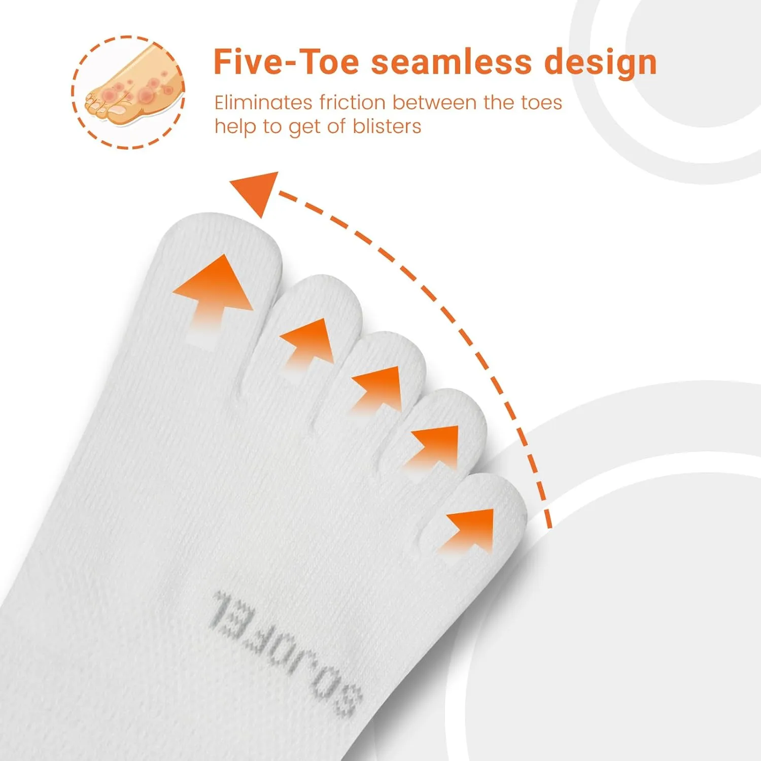 Men's Ankle Toe Socks - Five Finger Cotton Socks No Show Athletic Running Breathable Mesh Low Size 9-13 5 Pairs
