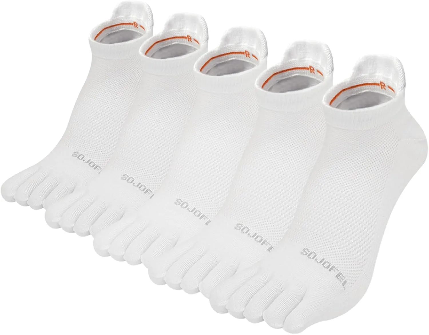 Men's Ankle Toe Socks - Five Finger Cotton Socks No Show Athletic Running Breathable Mesh Low Size 9-13 5 Pairs
